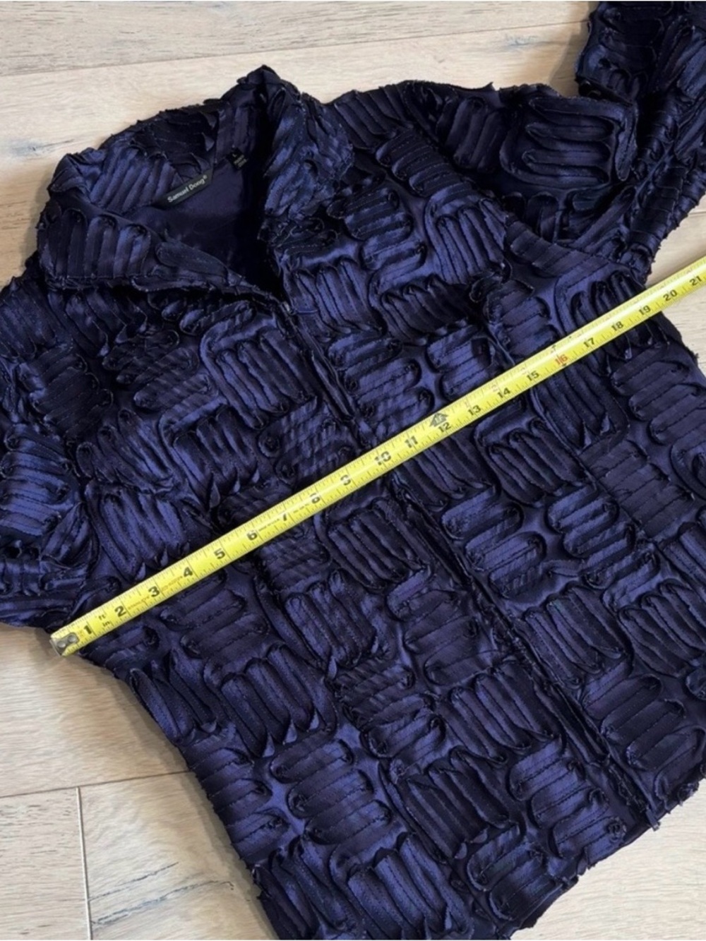 Samuel Dong Lagenlook 3D Ribbon Texture Jacket Avant Garde Purple Navy Large MOG - Picture 8 of 13